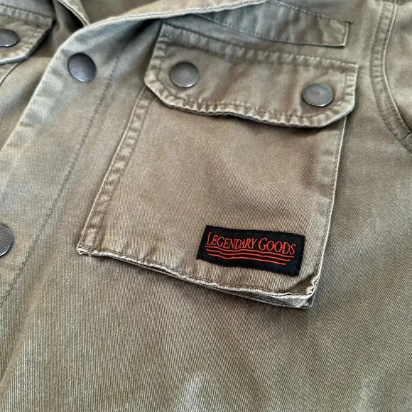 Legendary Good Mens Small Hooded Olive Green Military Style Jacket Snap closure - Picture 15 of 16